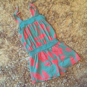 Tea romper with bow tie straps
